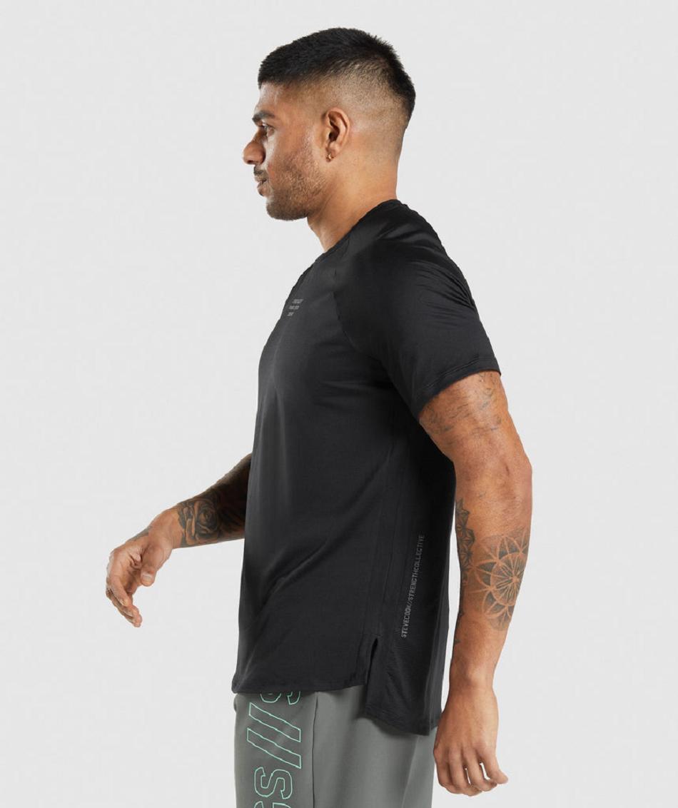 T Shirts Męskie Gymshark Gymshark//Steve Cook Czarne | PL 3943SGL